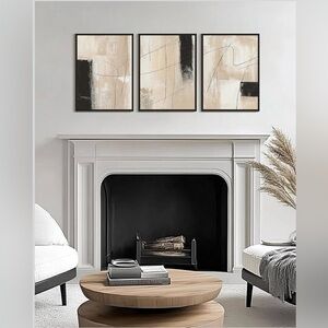 Abstract Beige and Black Wall Art Set